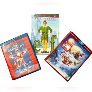 Elf, A Christmas Carol, Christmas Vacation Movie DVD Bundle